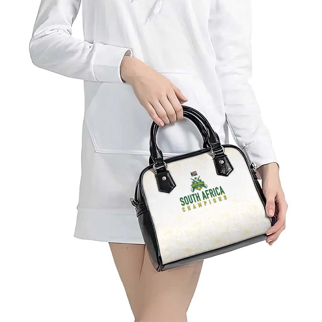 South Africa Cricket Champion Shoulder Handbag Gold Proteas - All White LT7