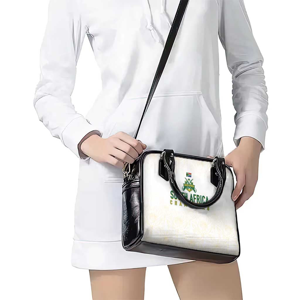 South Africa Cricket Champion Shoulder Handbag Gold Proteas - All White LT7