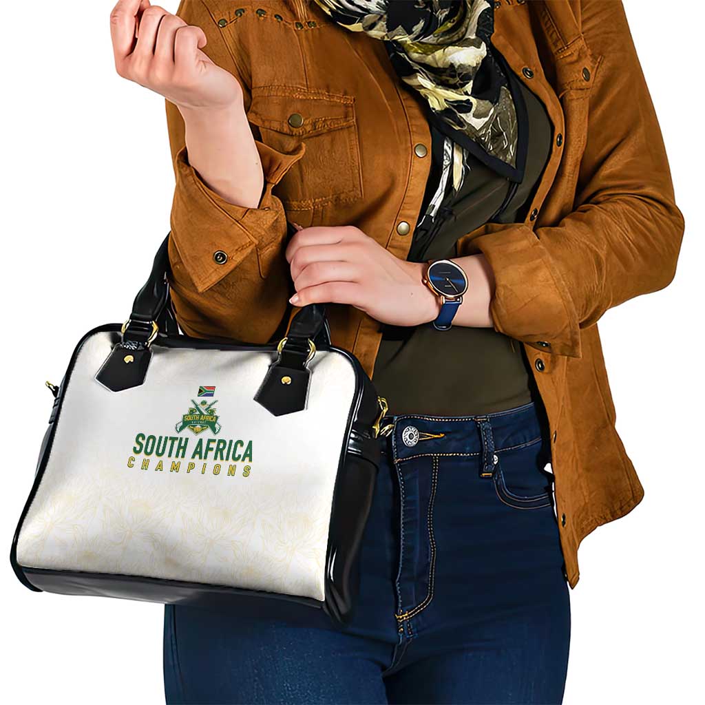 South Africa Cricket Champion Shoulder Handbag Gold Proteas - All White LT7