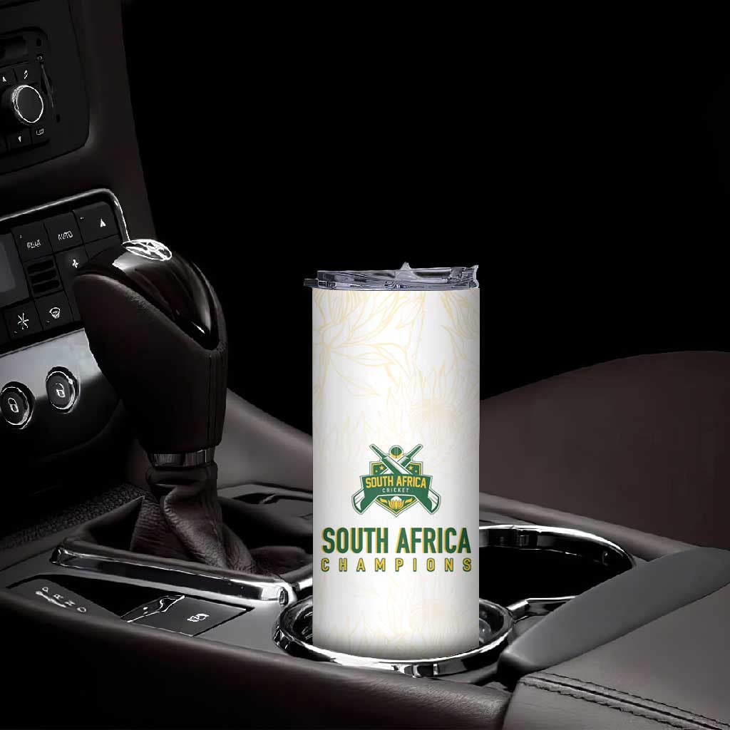 Custom South Africa Cricket Champion Skinny Tumbler Gold Proteas - All White LT7