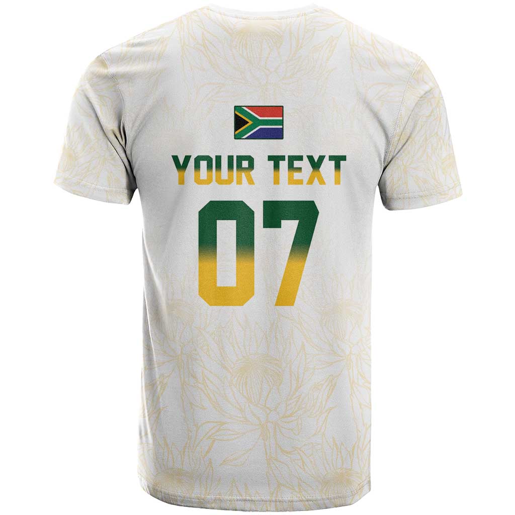 Custom South Africa Cricket Champion T shirt Gold Proteas - All White LT7