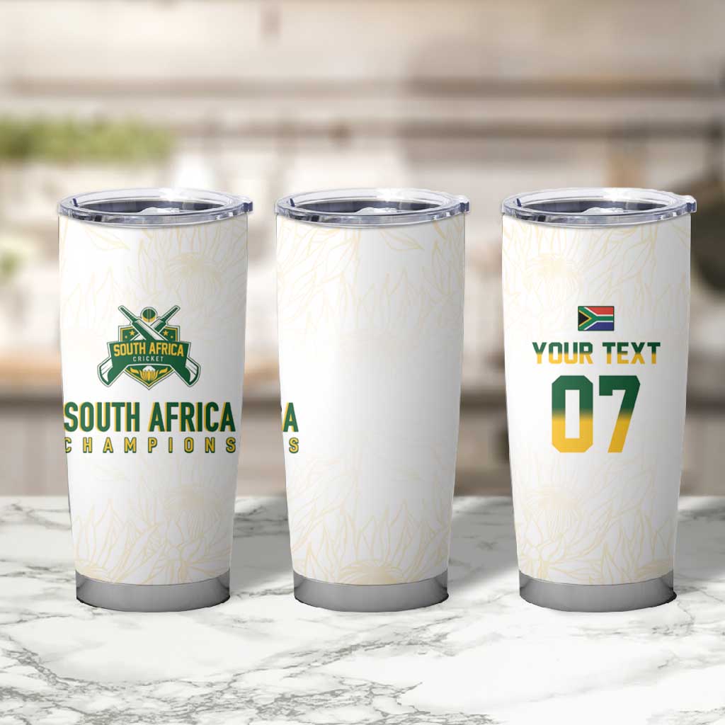 Custom South Africa Cricket Champion Tumbler Cup Gold Proteas - All White LT7
