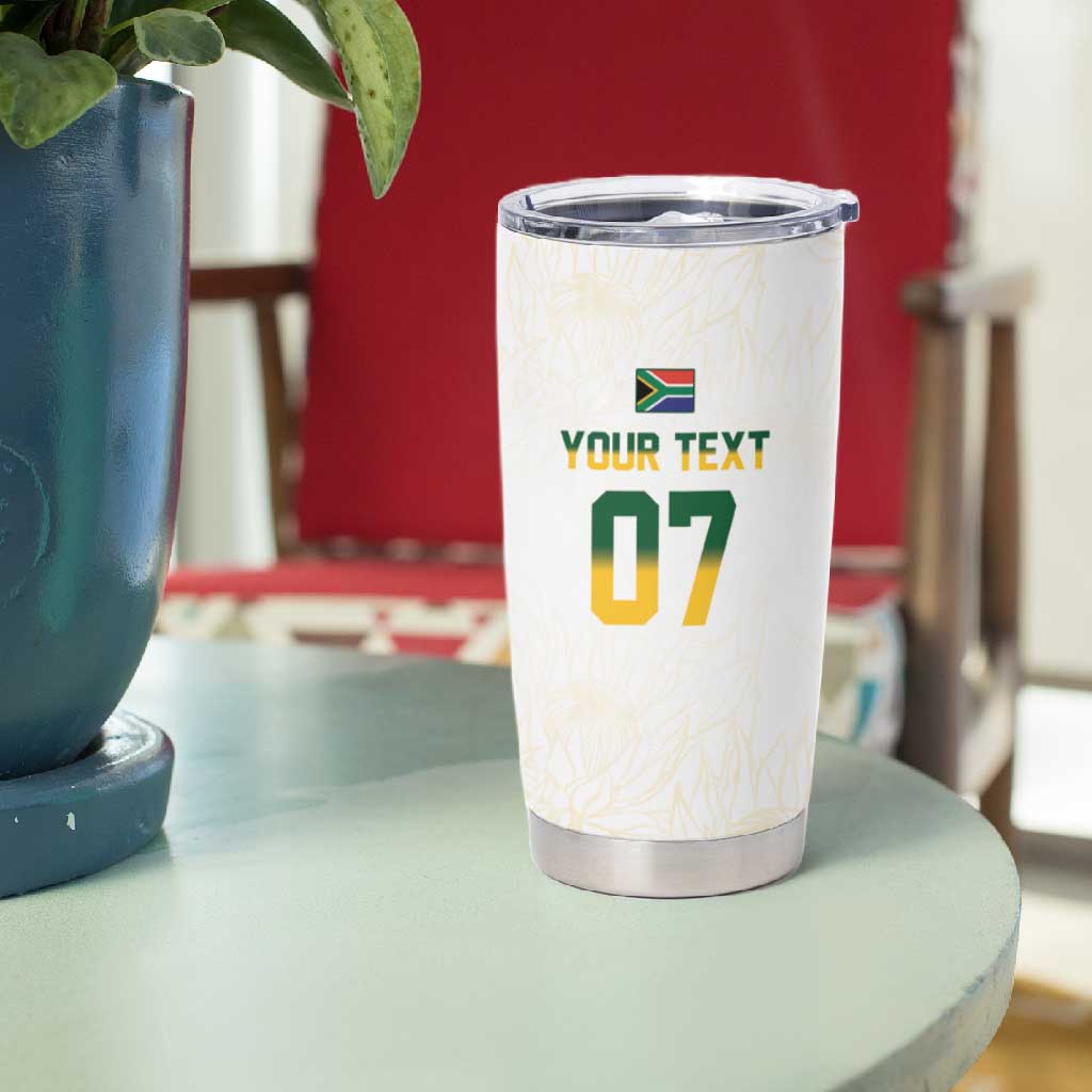 Custom South Africa Cricket Champion Tumbler Cup Gold Proteas - All White LT7