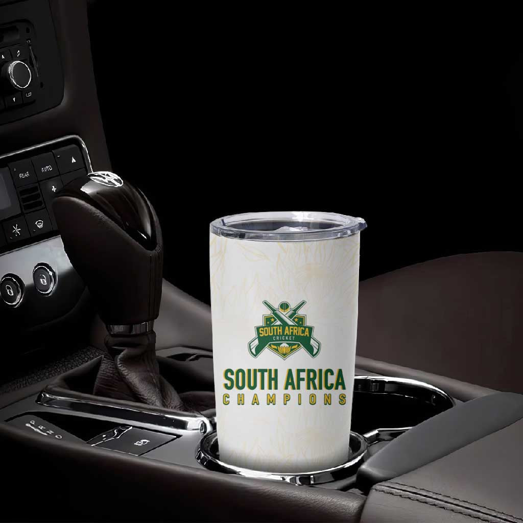 Custom South Africa Cricket Champion Tumbler Cup Gold Proteas - All White LT7