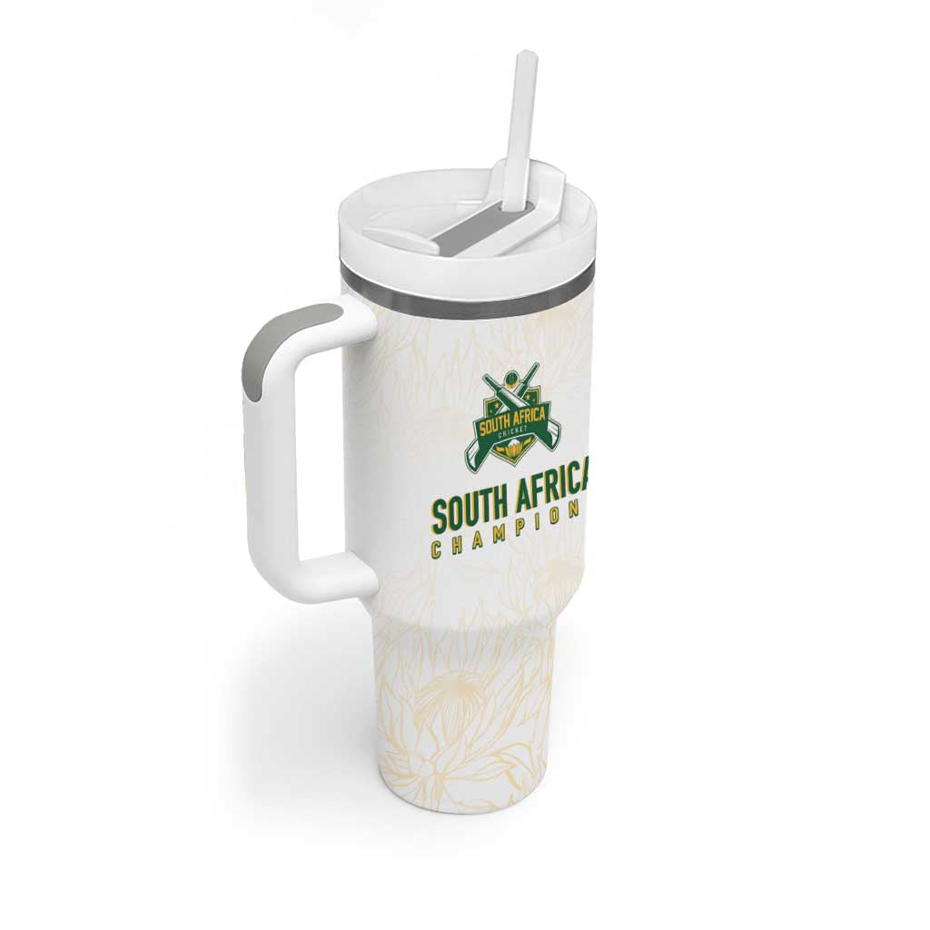 Custom South Africa Cricket Champion Tumbler With Handle Gold Proteas - All White LT7
