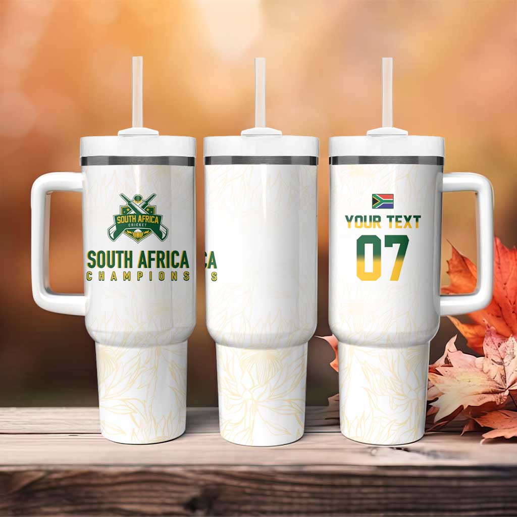 Custom South Africa Cricket Champion Tumbler With Handle Gold Proteas - All White LT7