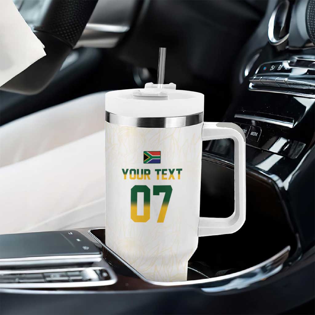 Custom South Africa Cricket Champion Tumbler With Handle Gold Proteas - All White LT7