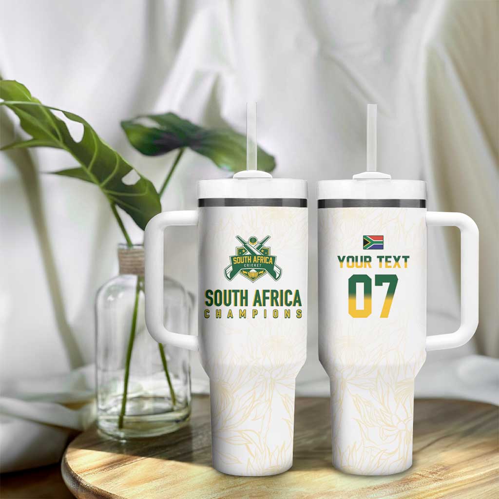 Custom South Africa Cricket Champion Tumbler With Handle Gold Proteas - All White LT7