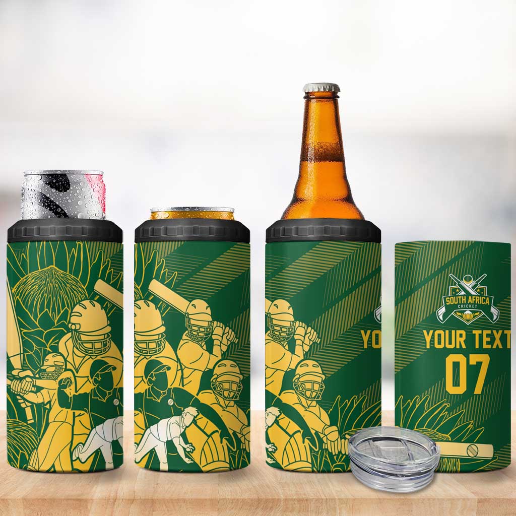 Custom South Africa Cricket Champion 4 in 1 Can Cooler Tumbler Proteas Rock The World LT7