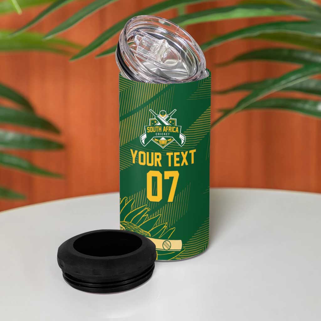 Custom South Africa Cricket Champion 4 in 1 Can Cooler Tumbler Proteas Rock The World LT7