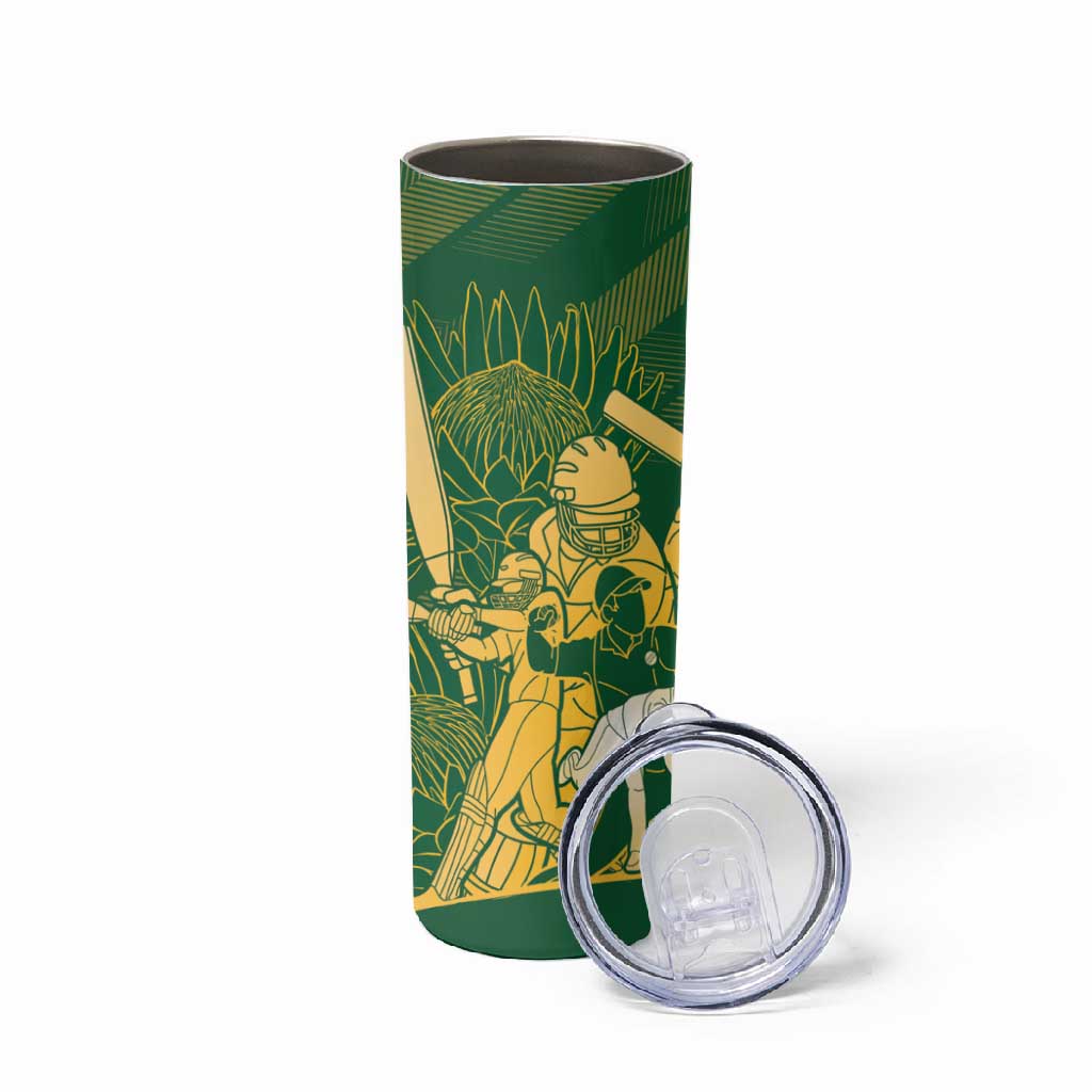 Custom South Africa Cricket Champion Skinny Tumbler Proteas Rock The World LT7