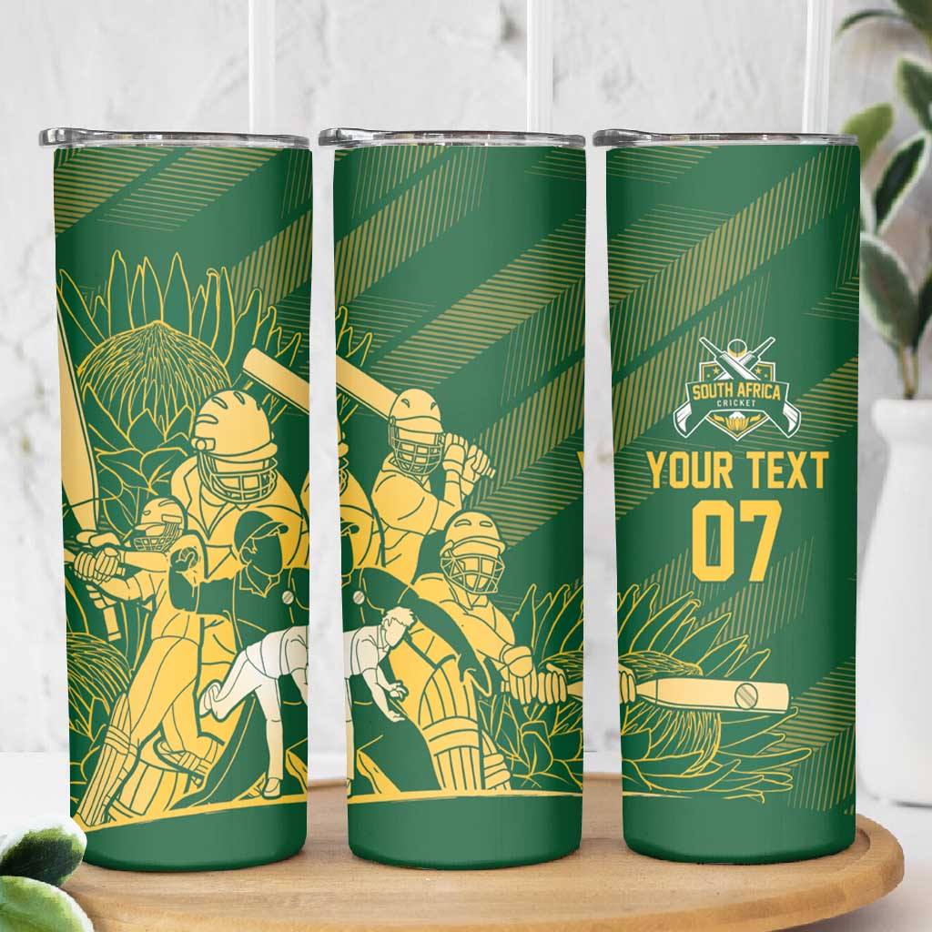 Custom South Africa Cricket Champion Skinny Tumbler Proteas Rock The World LT7