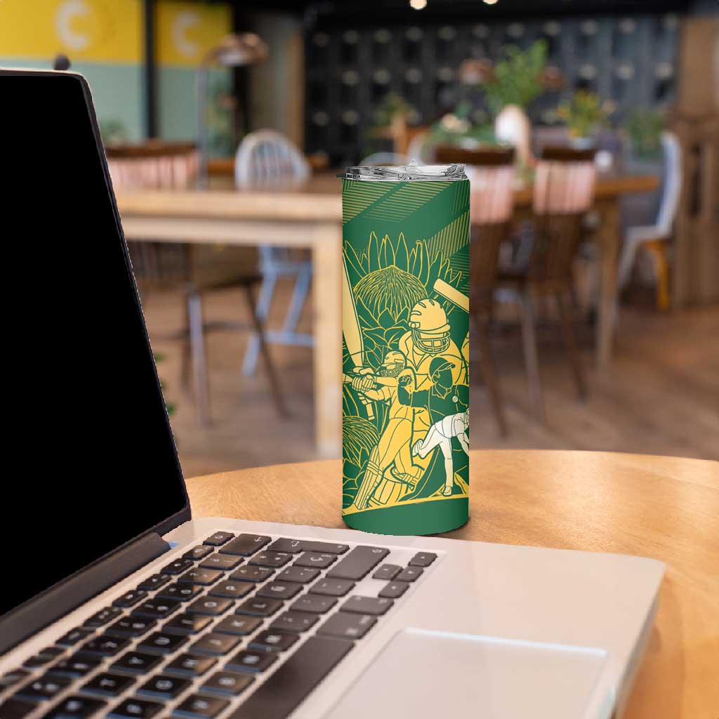 Custom South Africa Cricket Champion Skinny Tumbler Proteas Rock The World LT7