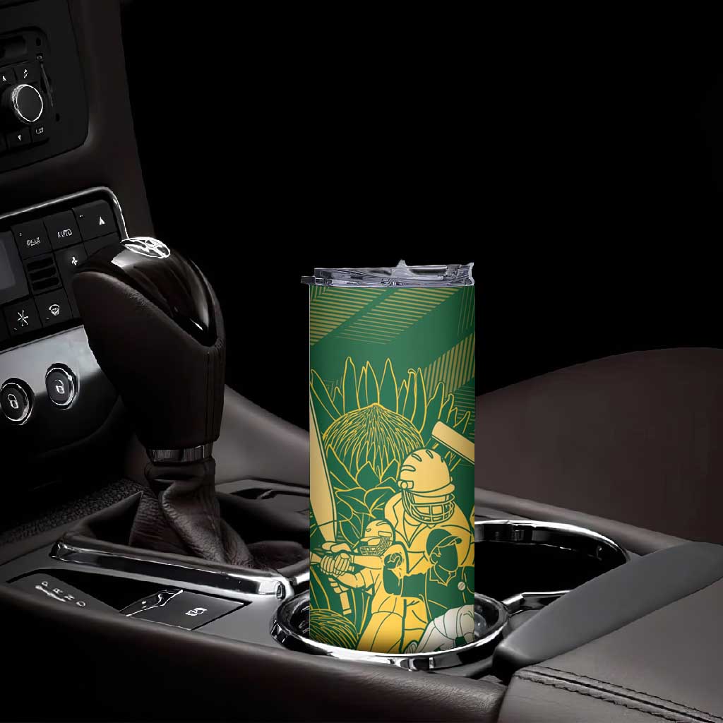Custom South Africa Cricket Champion Skinny Tumbler Proteas Rock The World LT7
