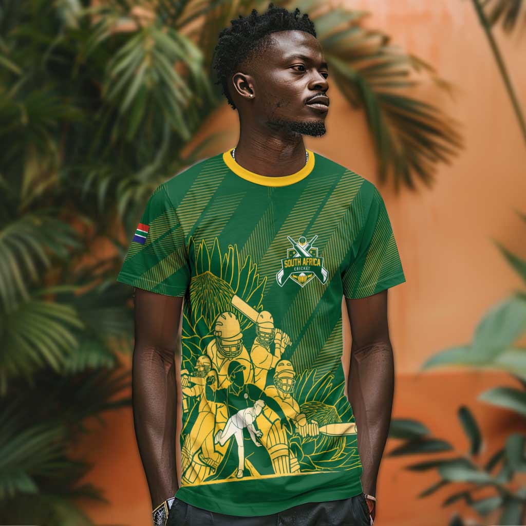 Custom South Africa Cricket Champion T shirt Proteas Rock The World LT7