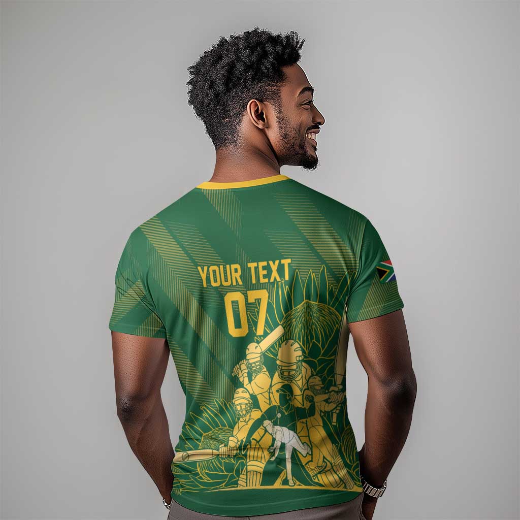 Custom South Africa Cricket Champion T shirt Proteas Rock The World LT7