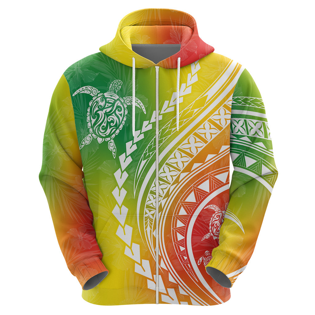 Polynesian Pride Hoodie Turtle Hibiscus Luxury Style - Reggae LT7