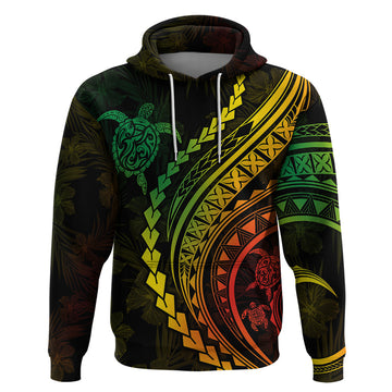 Polynesian Pride Hoodie Turtle Hibiscus Luxury Style - Reggae Ver2 LT7