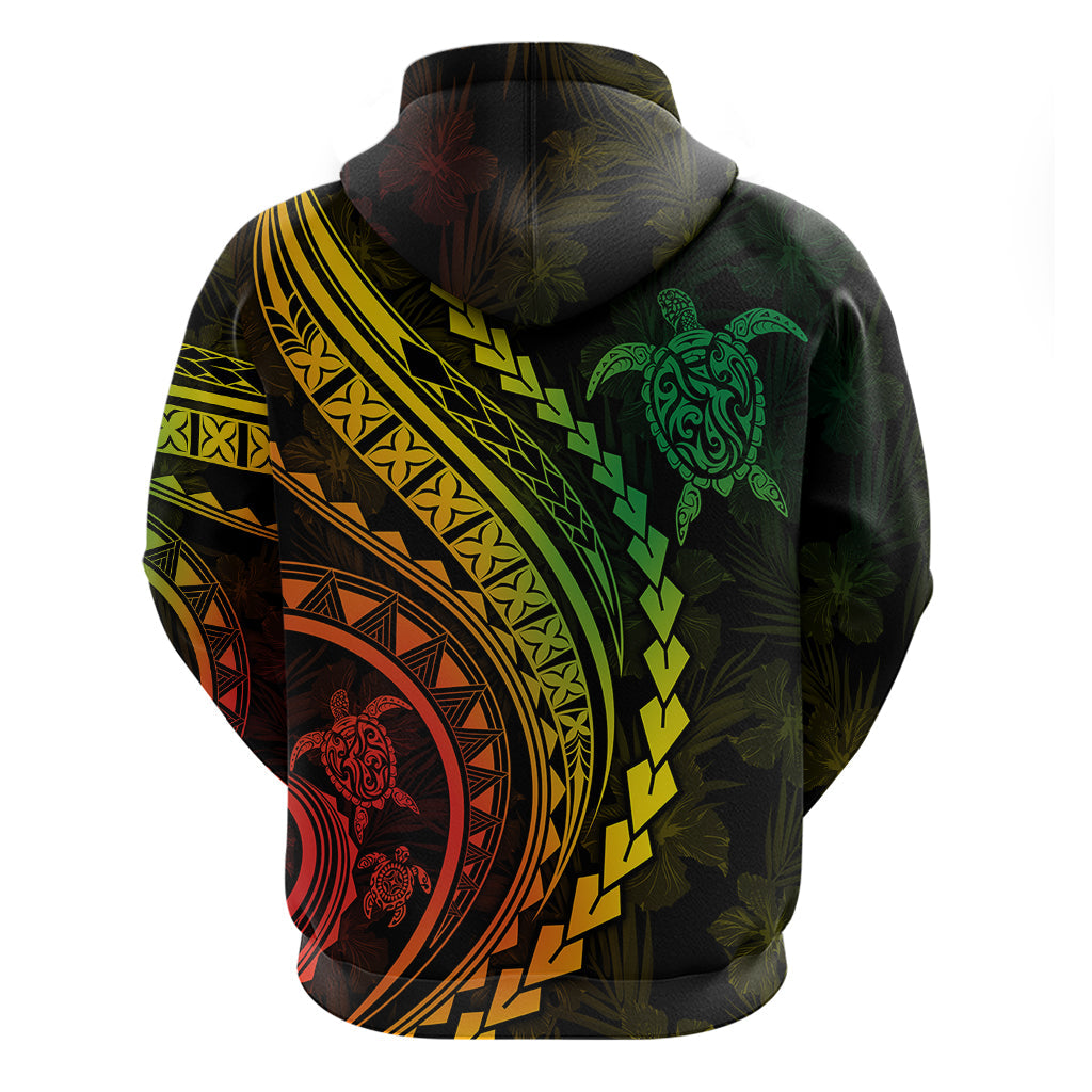 Polynesian Pride Hoodie Turtle Hibiscus Luxury Style - Reggae Ver2 LT7