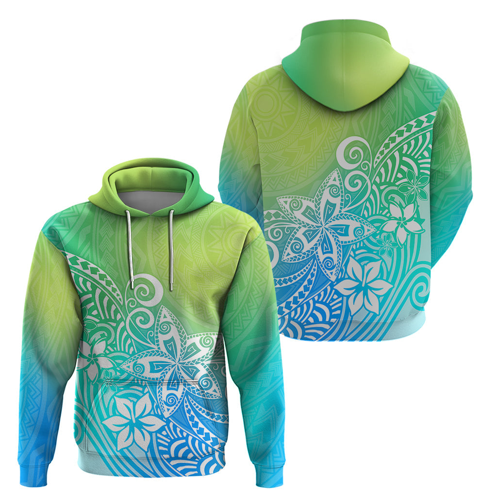 Polynesia Hoodie Plumeria Blue Gradient Curves LT7