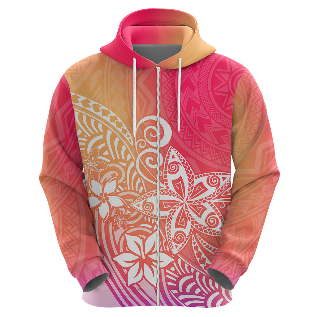 Polynesia Hoodie Plumeria Pink Gradient Curves LT7