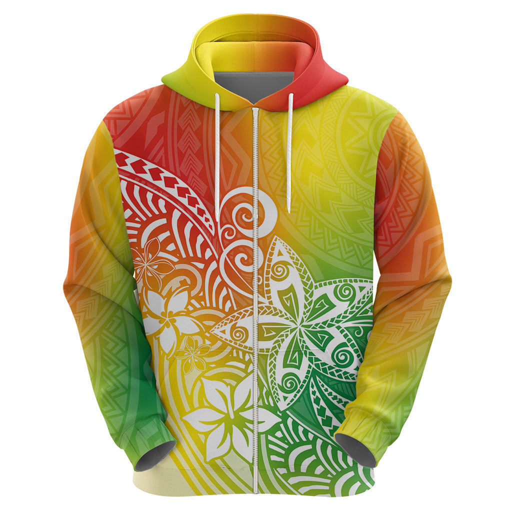 Polynesia Hoodie Plumeria Reggae Curves LT7
