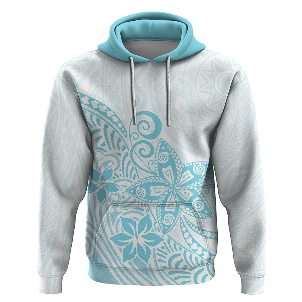 Polynesia Hoodie Plumeria Turquoise Curves LT7