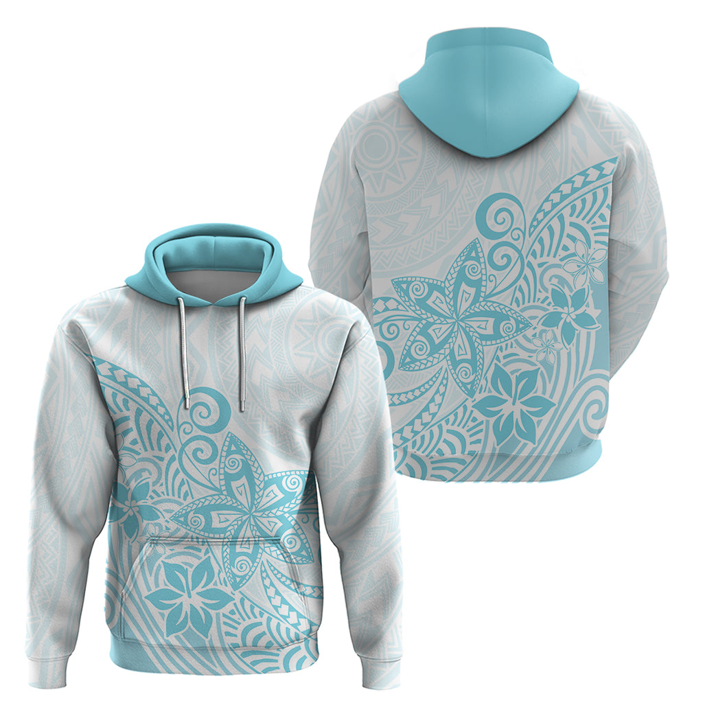 Polynesia Hoodie Plumeria Turquoise Curves LT7
