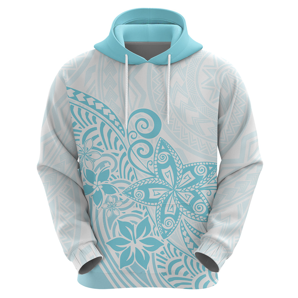 Polynesia Hoodie Plumeria Turquoise Curves LT7