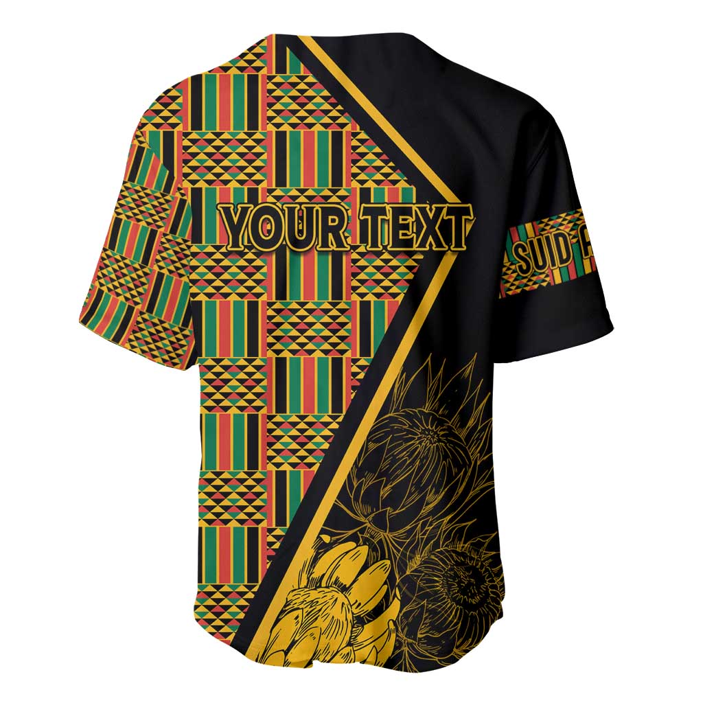 Personalised South African Heritage Day Baseball Jersey Kente Ethnic Patterns Mix Protea LT7