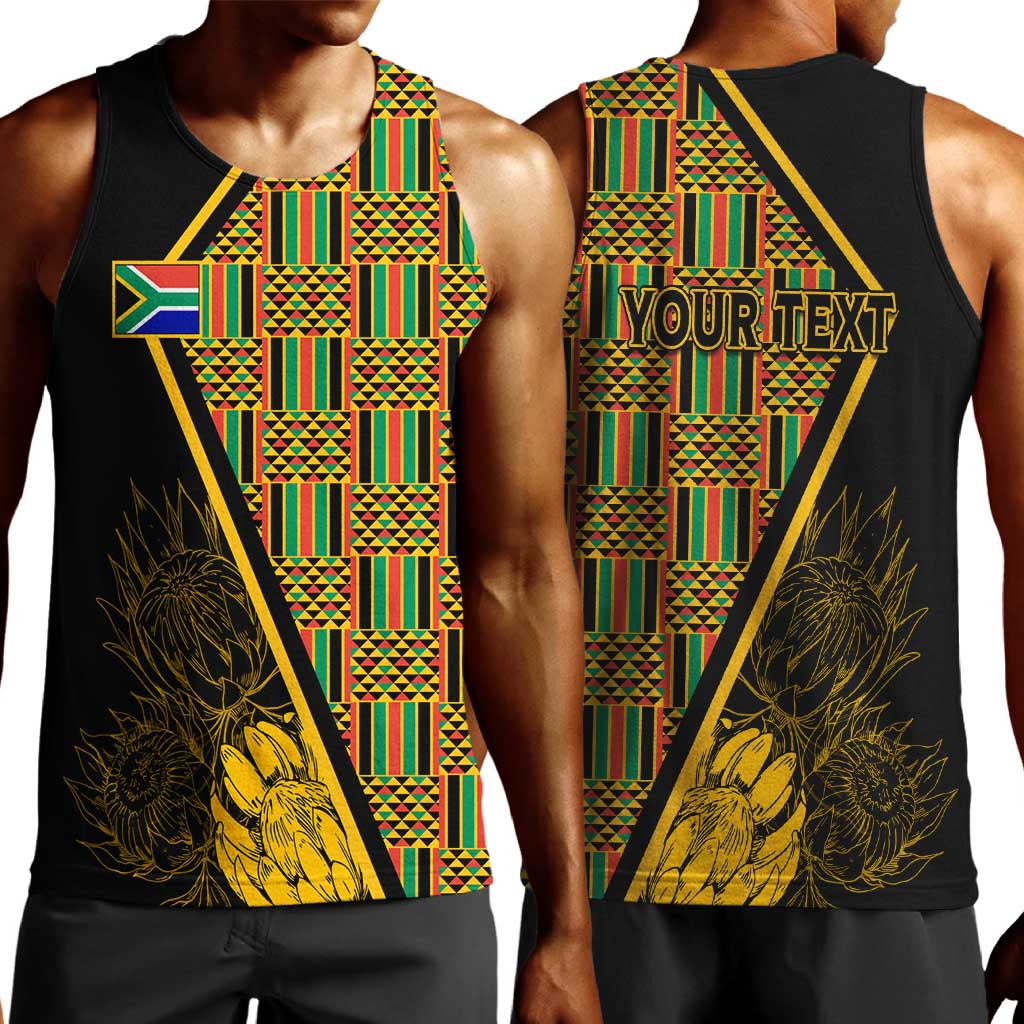 Personalised South African Heritage Day Men Tank Top Kente Ethnic Patterns Mix Protea LT7