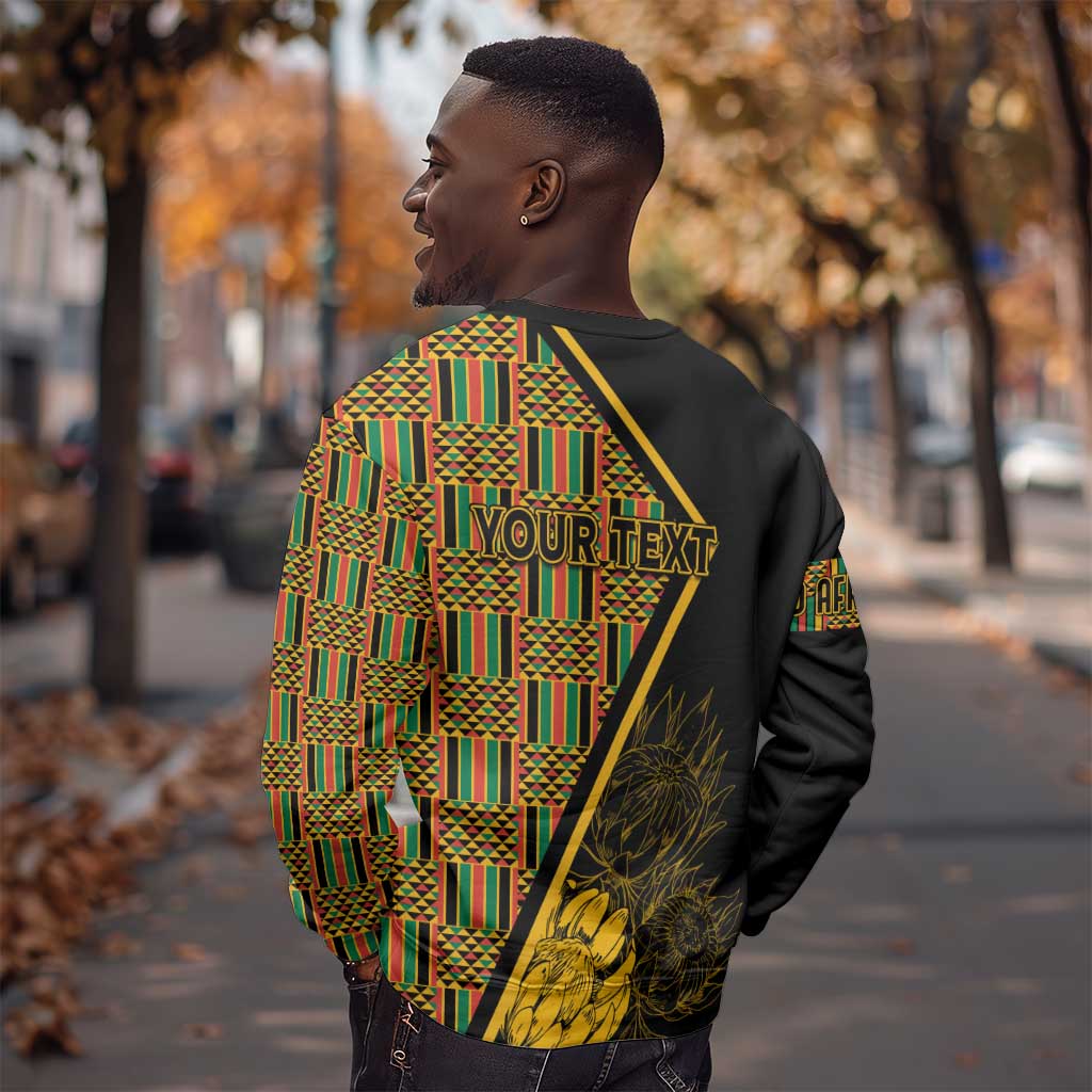 Personalised South African Heritage Day Sweatshirt Kente Ethnic Patterns Mix Protea LT7