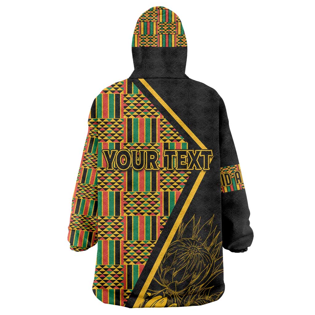 Personalised South African Heritage Day Wearable Blanket Hoodie Kente Ethnic Patterns Mix Protea LT7