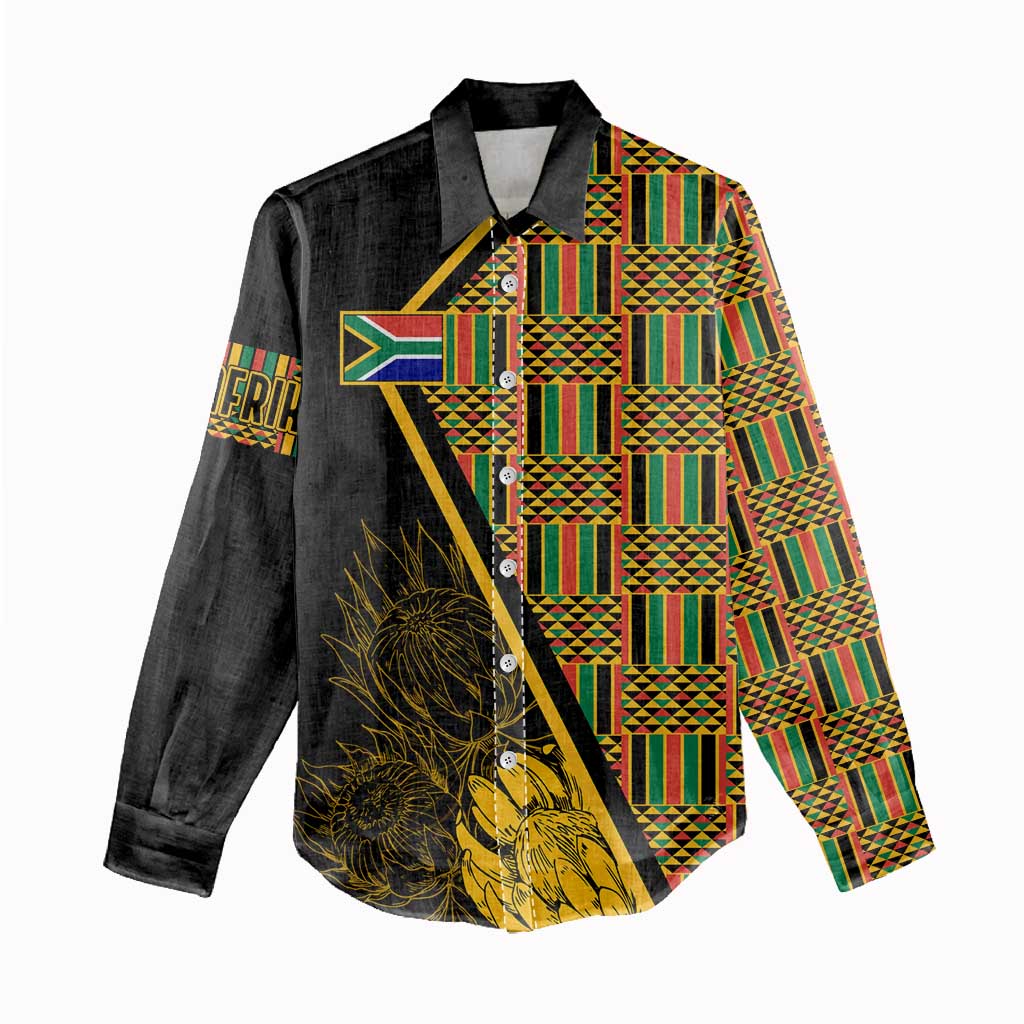 Personalised South African Heritage Day Women Casual Shirt Kente Ethnic Patterns Mix Protea LT7