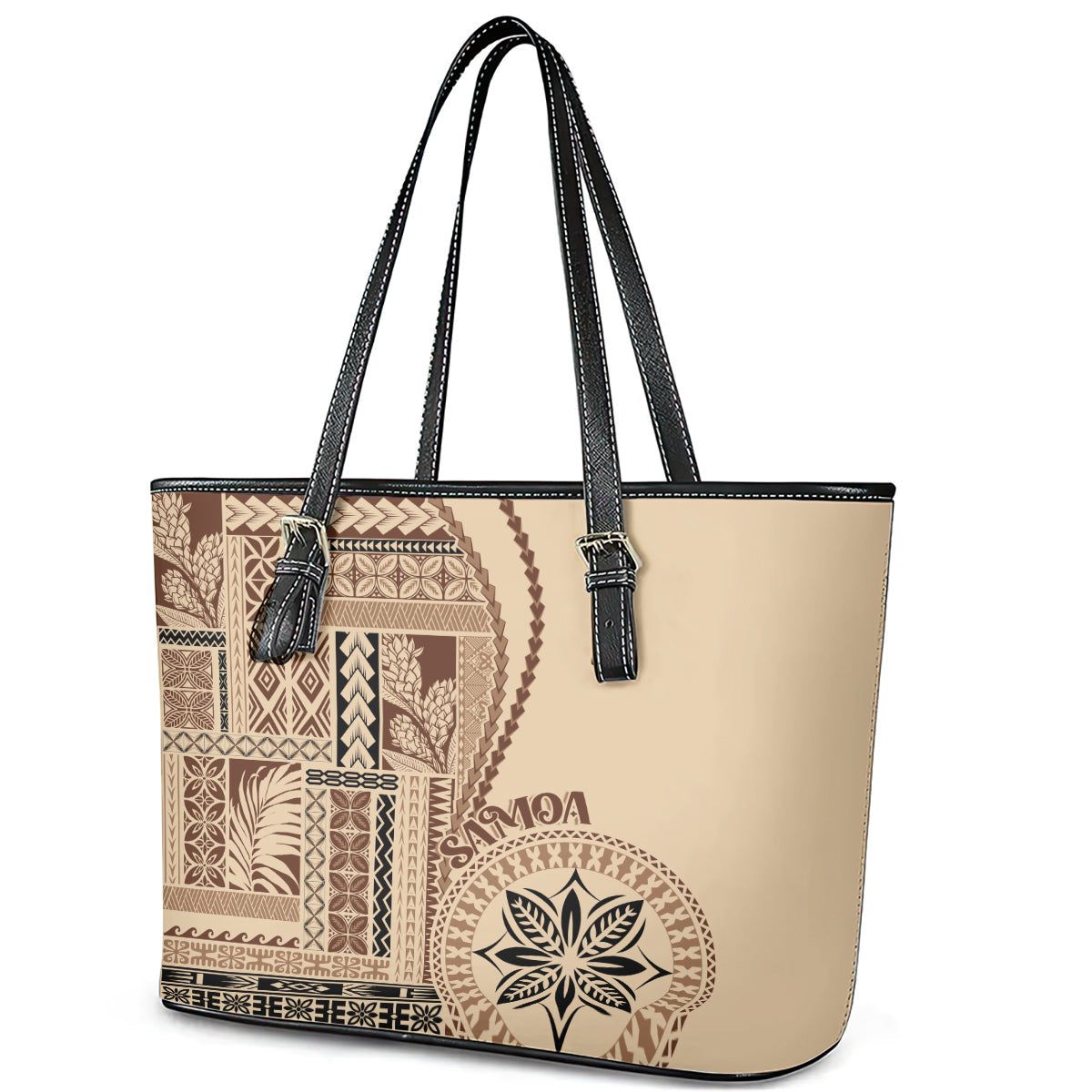 Samoa Siapo Motif Leather Tote Bag Classic Style LT7