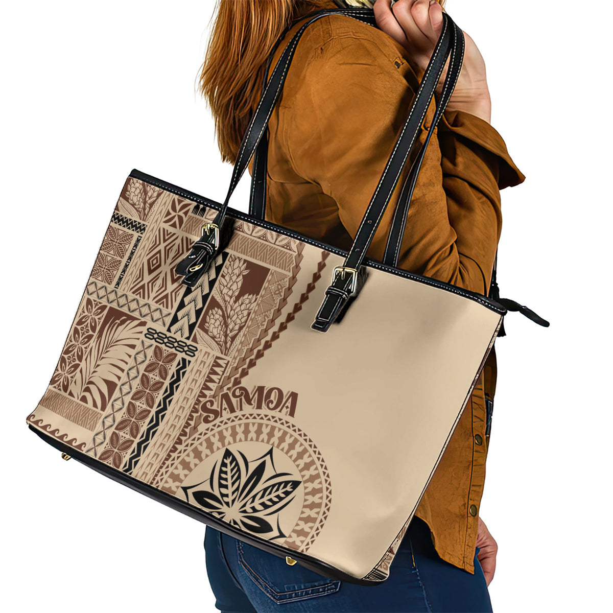 Samoa Siapo Motif Leather Tote Bag Classic Style LT7