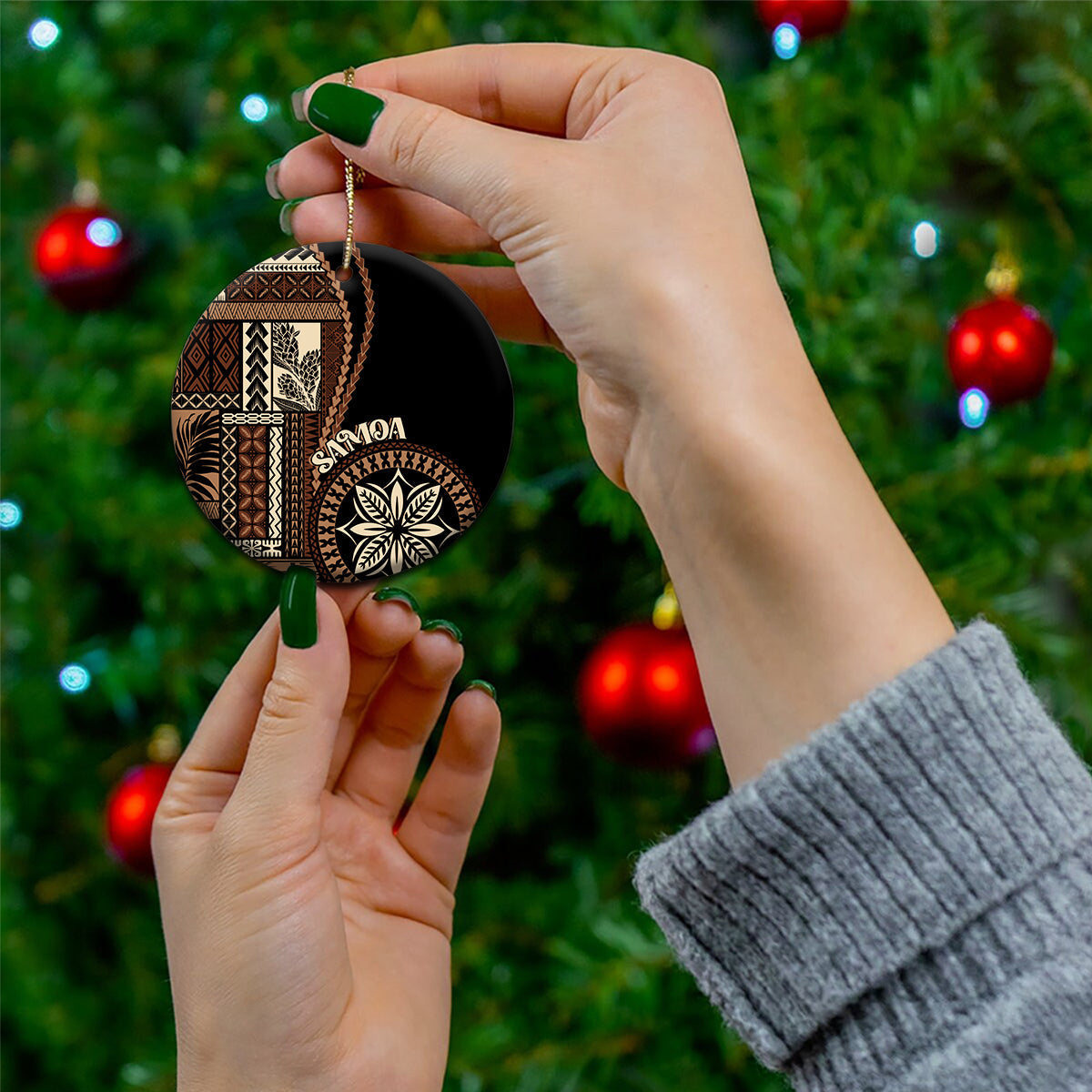 Samoa Siapo Motif Ceramic Ornament Classic Style - Black Ver LT7