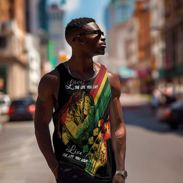 Personalised Afro Vibes Men Tank Top Reggae King - Live The Way You Love LT7