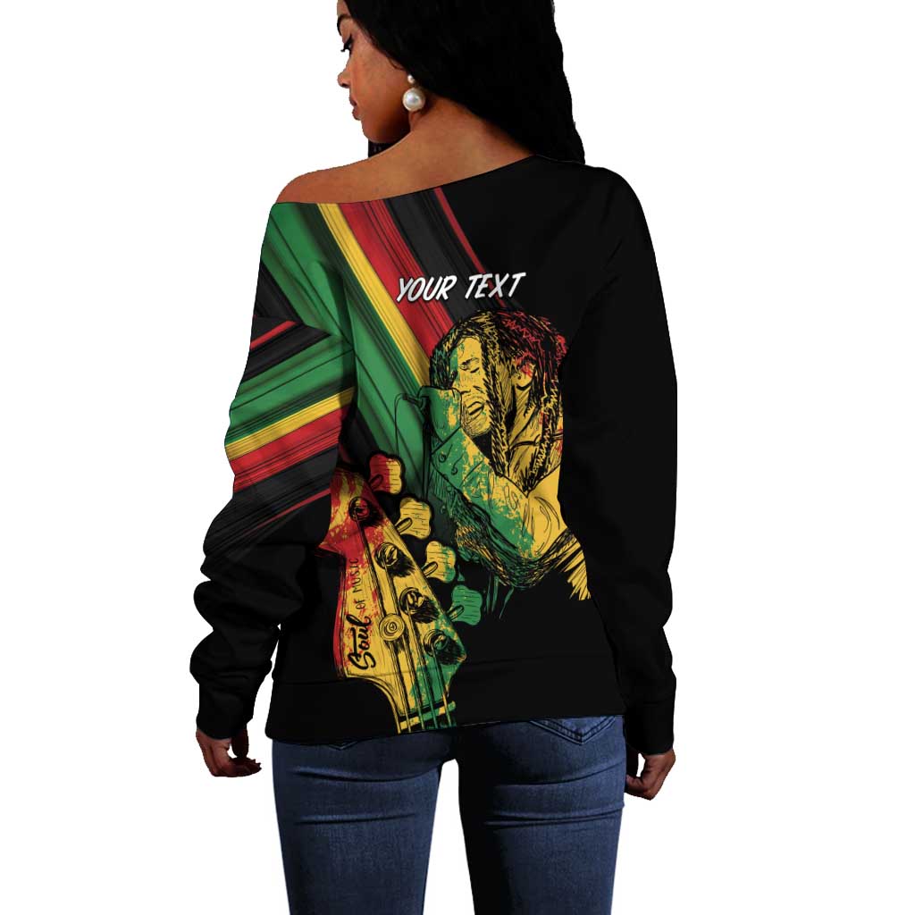 Personalised Afro Vibes Off Shoulder Sweater Reggae King - Live The Way You Love LT7