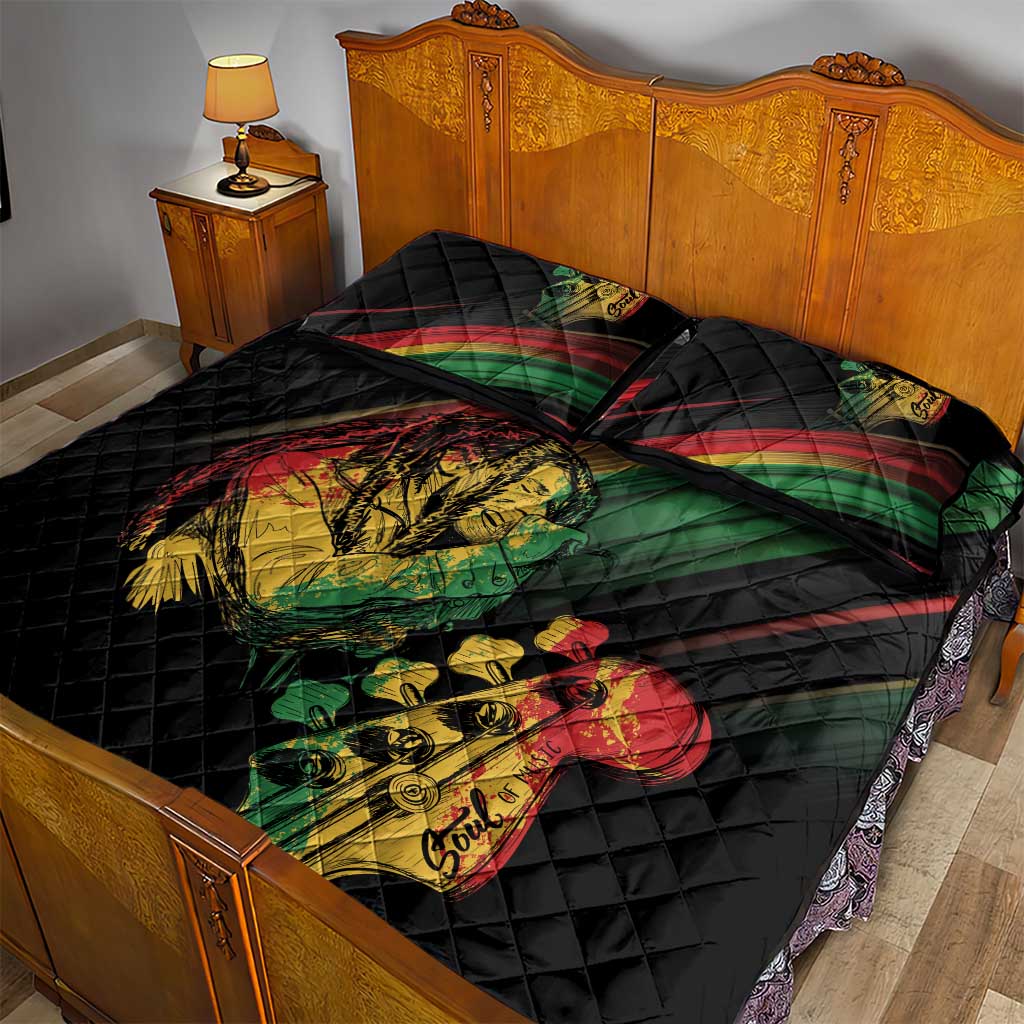 Personalised Afro Vibes Quilt Bed Set Reggae King - Live The Way You Love LT7
