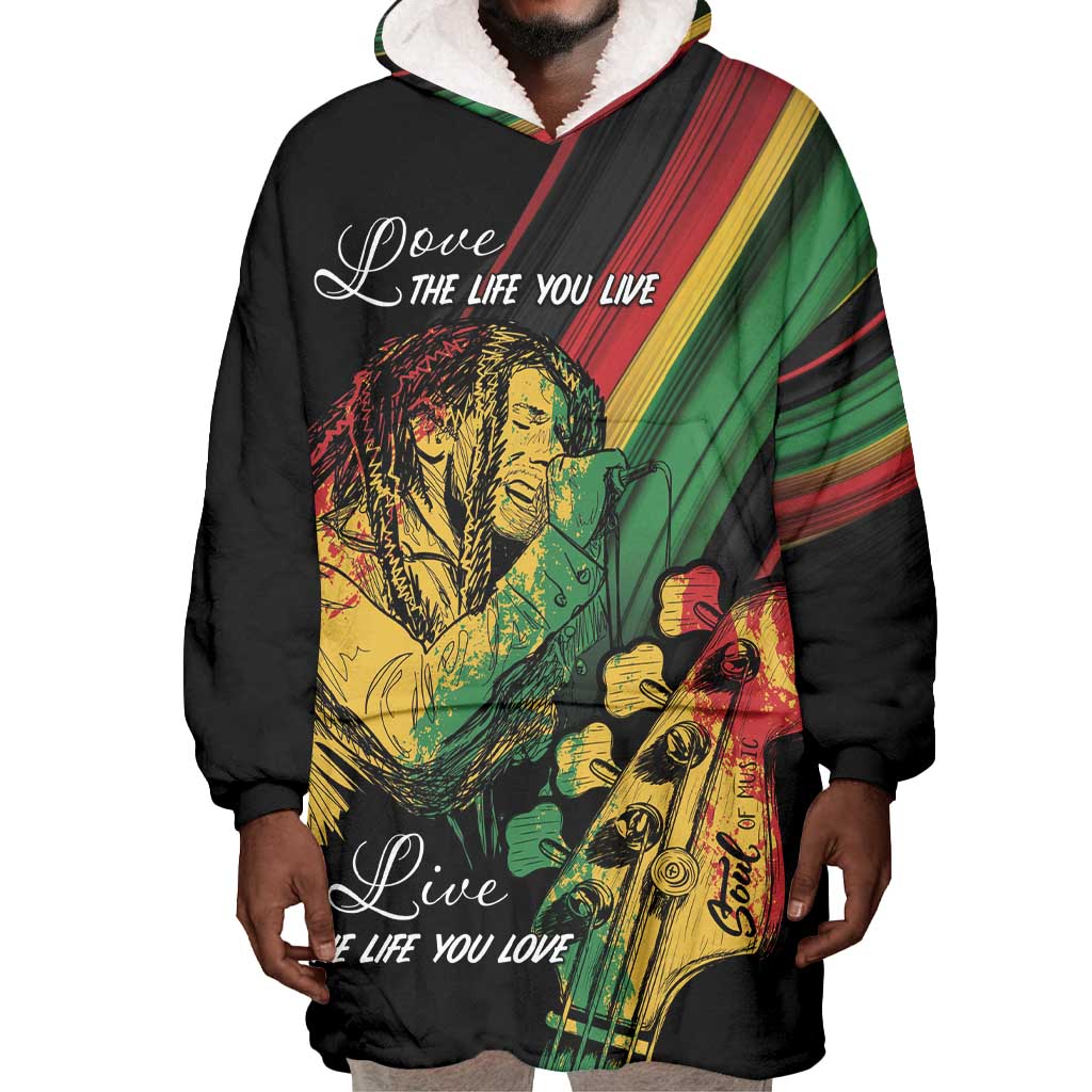Personalised Afro Vibes Wearable Blanket Hoodie Reggae King - Live The Way You Love LT7