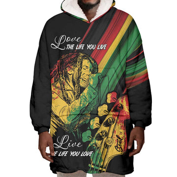 Personalised Afro Vibes Wearable Blanket Hoodie Reggae King - Live The Way You Love LT7