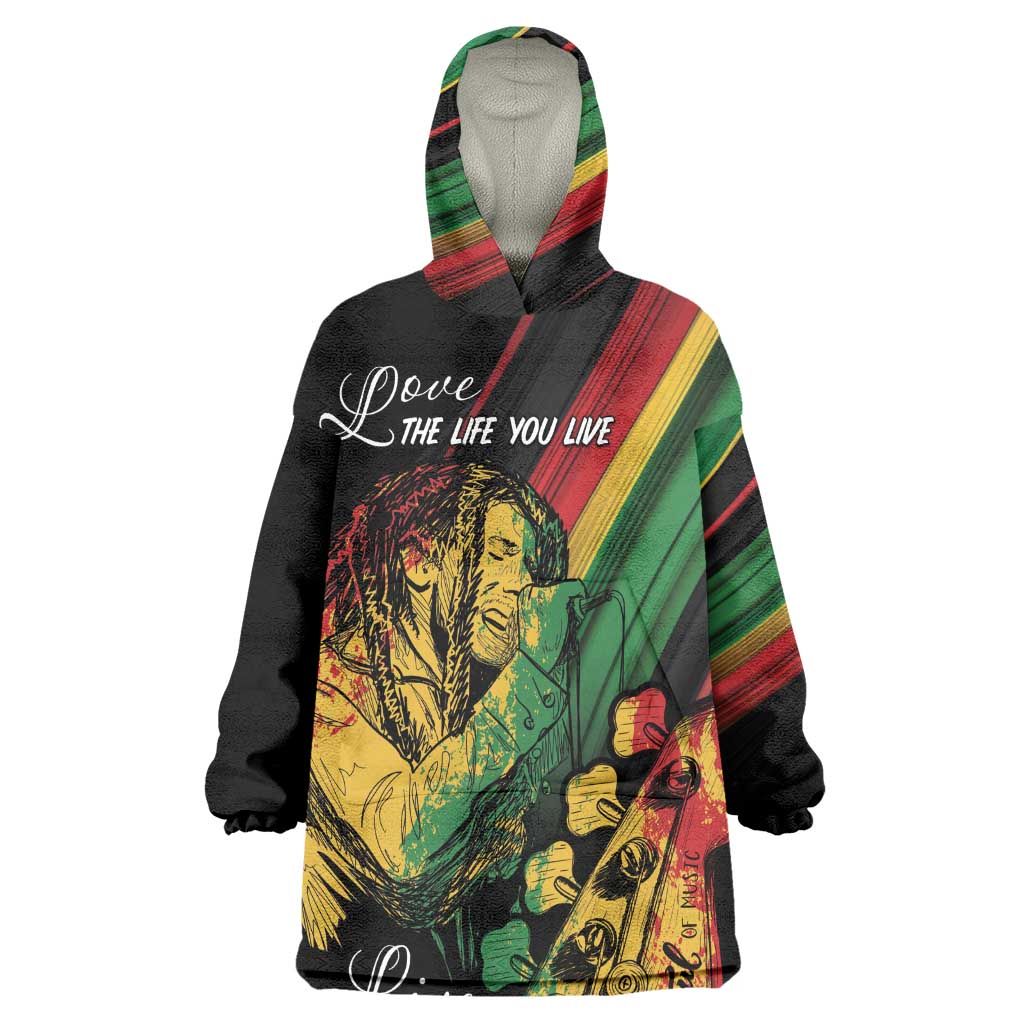 Personalised Afro Vibes Wearable Blanket Hoodie Reggae King - Live The Way You Love LT7