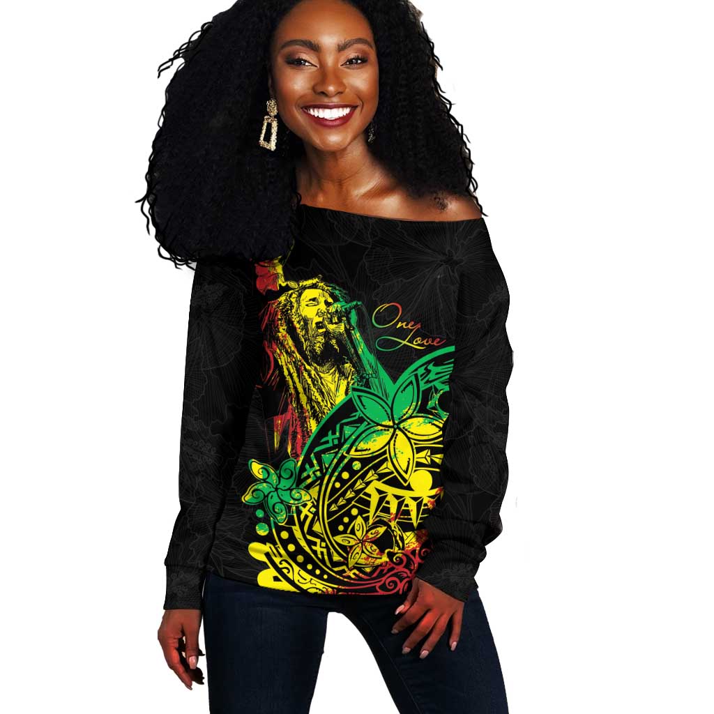 Personalised Jawaiian Reggae Off Shoulder Sweater Afro-Polynesian Style LT7