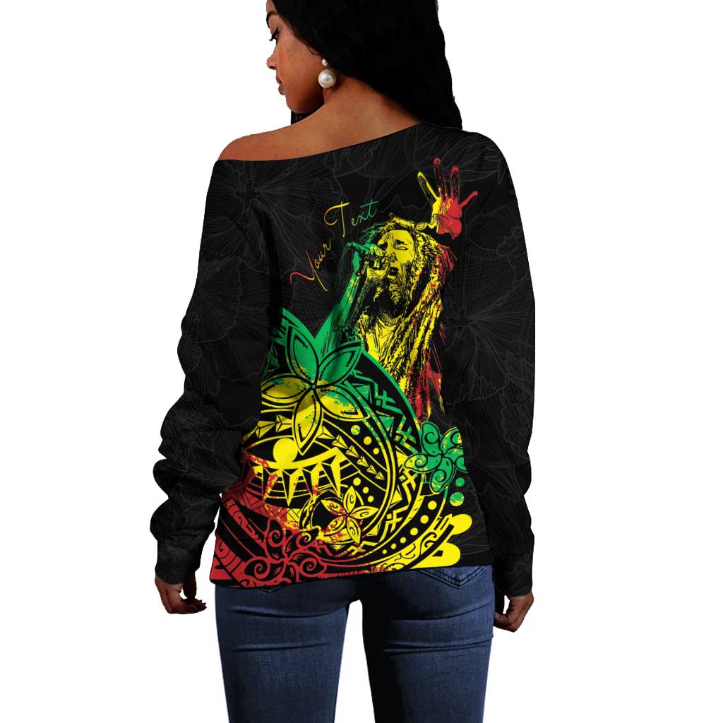 Personalised Jawaiian Reggae Off Shoulder Sweater Afro-Polynesian Style LT7