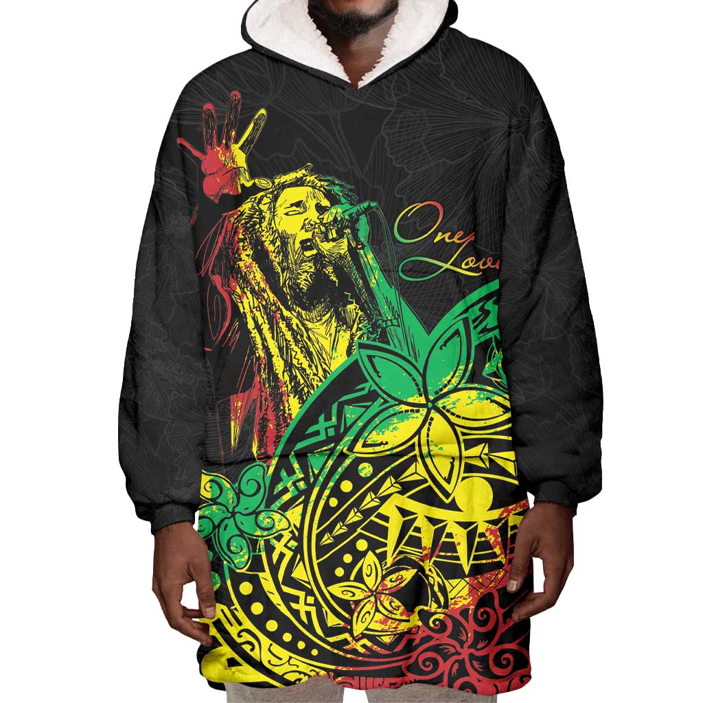 Personalised Jawaiian Reggae Wearable Blanket Hoodie Afro-Polynesian Style LT7