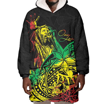 Personalised Jawaiian Reggae Wearable Blanket Hoodie Afro-Polynesian Style LT7