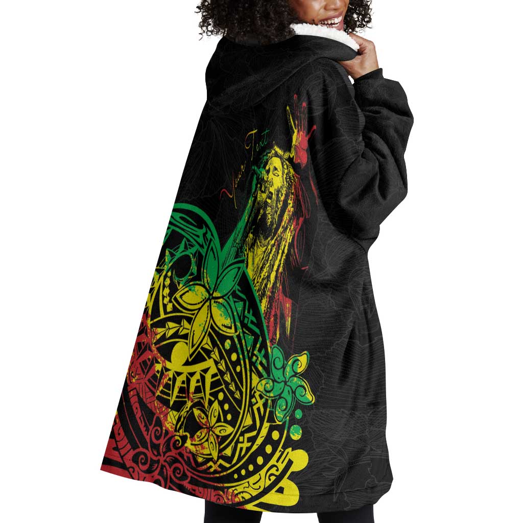 Personalised Jawaiian Reggae Wearable Blanket Hoodie Afro-Polynesian Style LT7