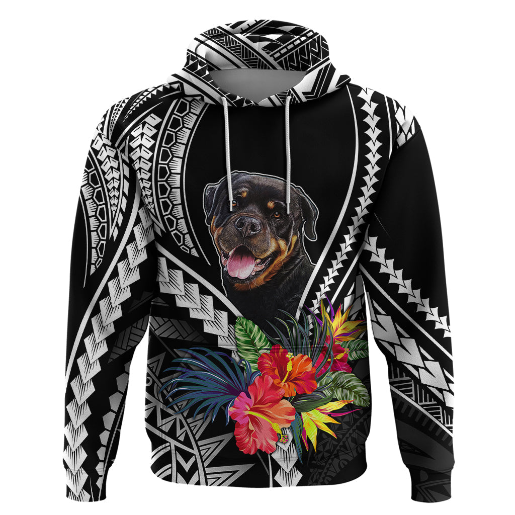 Personalised Polynesian Dog Hoodie Rottweiler With Polynesia Pattern Curve Style LT7