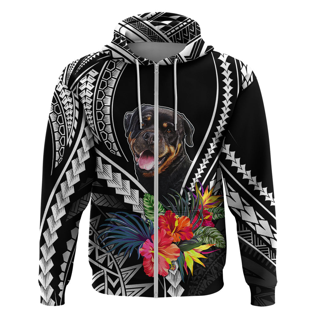 Personalised Polynesian Dog Hoodie Rottweiler With Polynesia Pattern Curve Style LT7